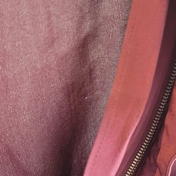 All Saints Burgundy 100% Silk Adria Zipper Dress Size 4 - Picture 7 of 7